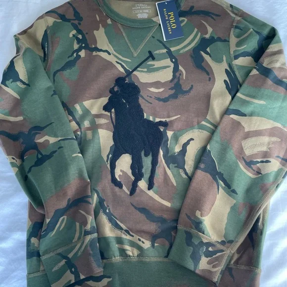 POLO RALPH LAUREN CAMO SWEATSHIRT NEW SMALL MEN